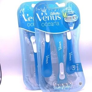 Gillette 2 Packs of 3 Venus Ocean Disposable Razors Women's Touch of Aloe NEW